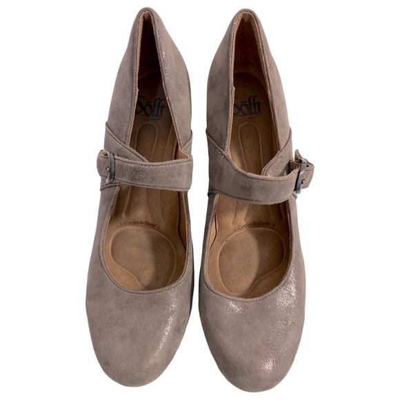 SÖFFT • Metallic Gray Miranda Mary Jane Leather Pump Heels - Picture 3 of 11